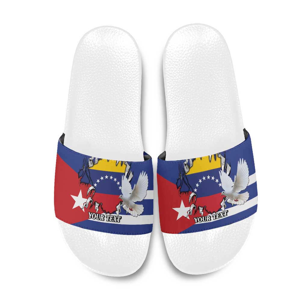 Personalized Cuba Venezuela Slide Sandals Fuerza Y Esperanza - Wonder Print Shop