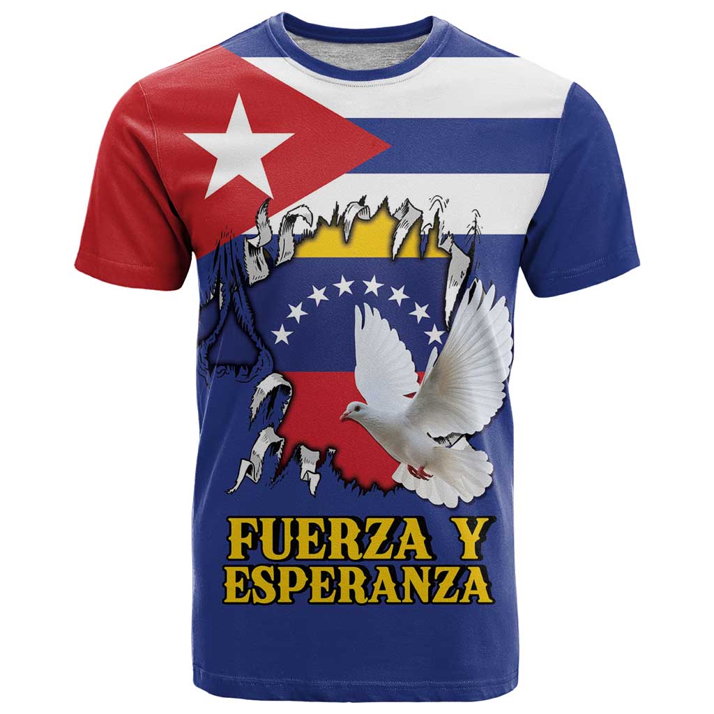 Personalized Cuba Venezuela T Shirt Fuerza Y Esperanza - Wonder Print Shop