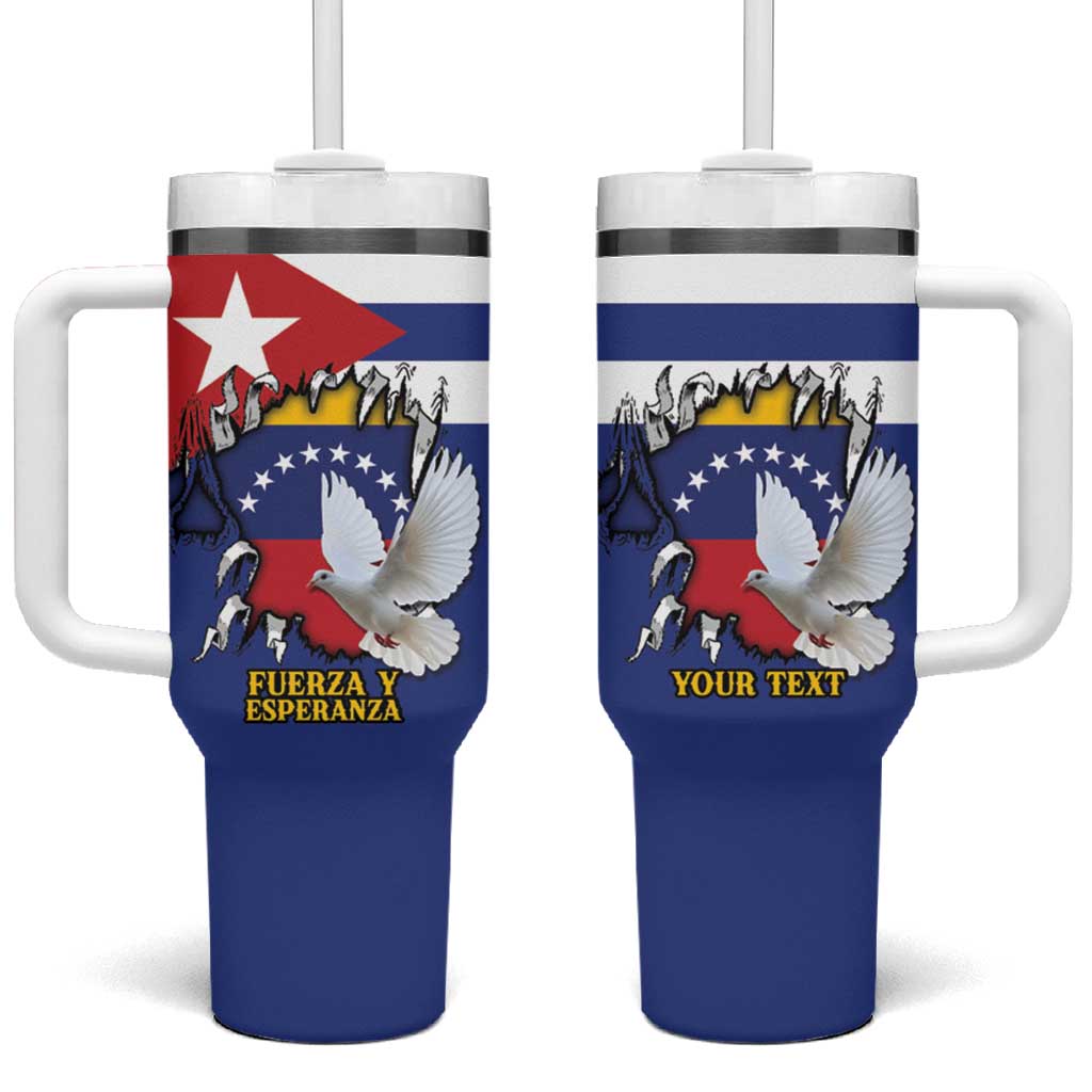 Personalized Cuba Venezuela Tumbler With Handle Fuerza Y Esperanza - Wonder Print Shop