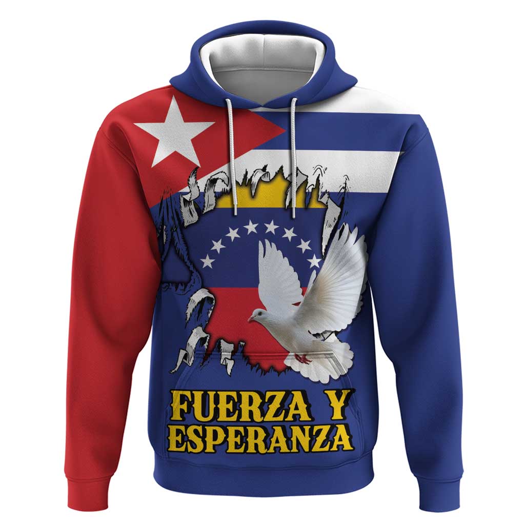 Personalized Cuba Venezuela Zip Hoodie Fuerza Y Esperanza - Wonder Print Shop