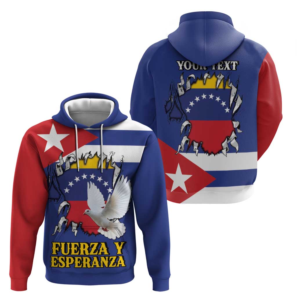 Personalized Cuba Venezuela Zip Hoodie Fuerza Y Esperanza - Wonder Print Shop