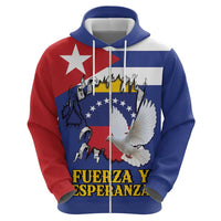 Personalized Cuba Venezuela Zip Hoodie Fuerza Y Esperanza - Wonder Print Shop