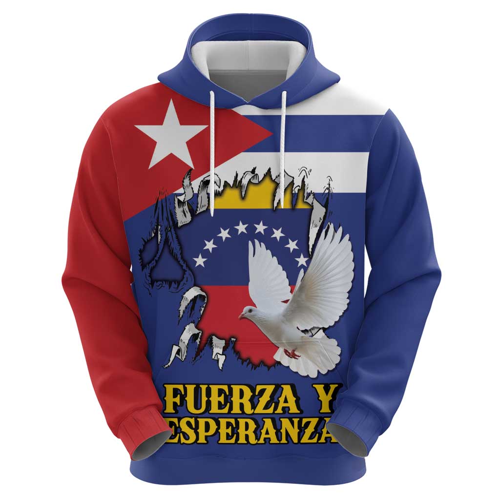 Personalized Cuba Venezuela Zip Hoodie Fuerza Y Esperanza - Wonder Print Shop