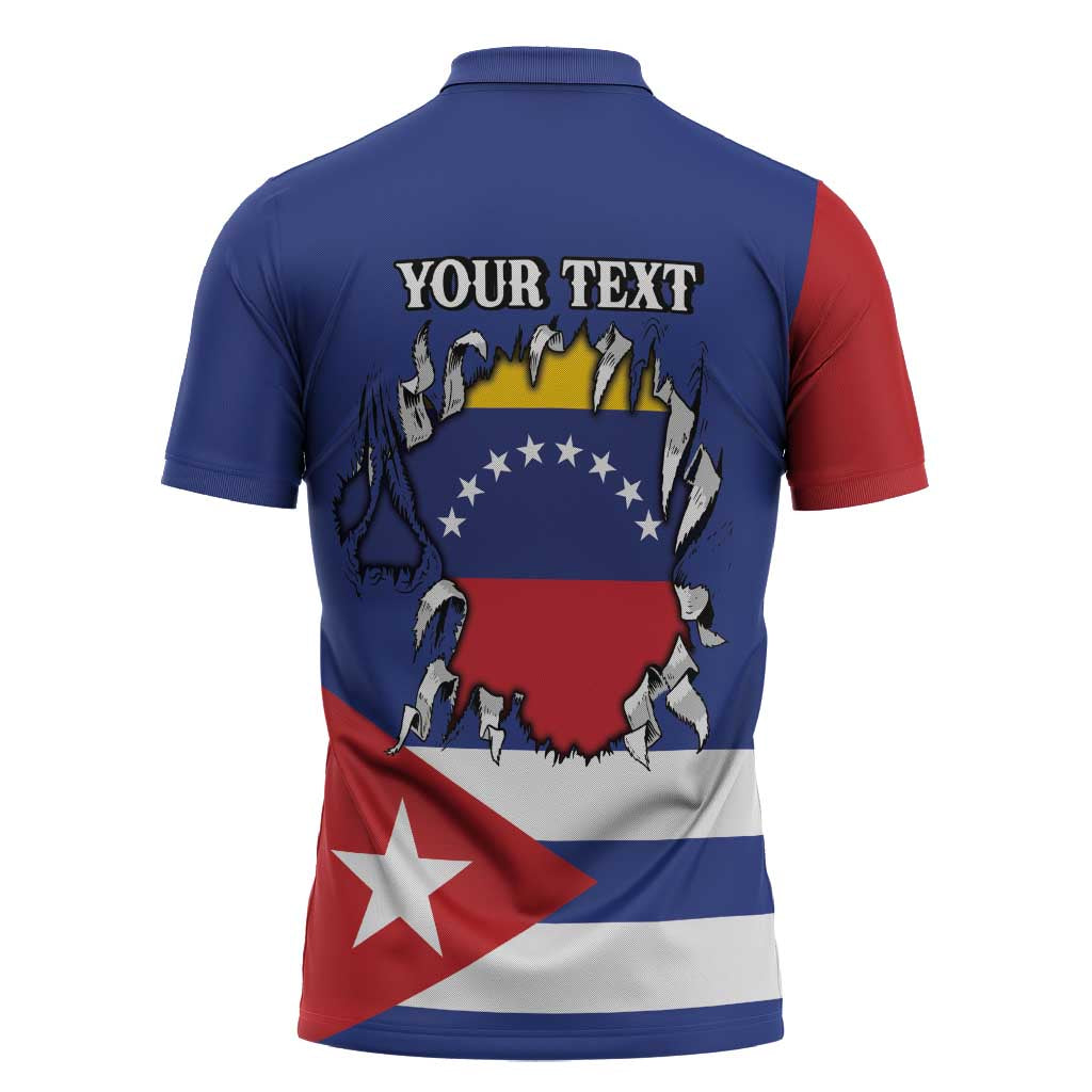 Personalized Cuba Venezuela Zipper Polo Shirt Fuerza Y Esperanza - Wonder Print Shop