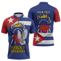 Personalized Cuba Venezuela Zipper Polo Shirt Fuerza Y Esperanza - Wonder Print Shop
