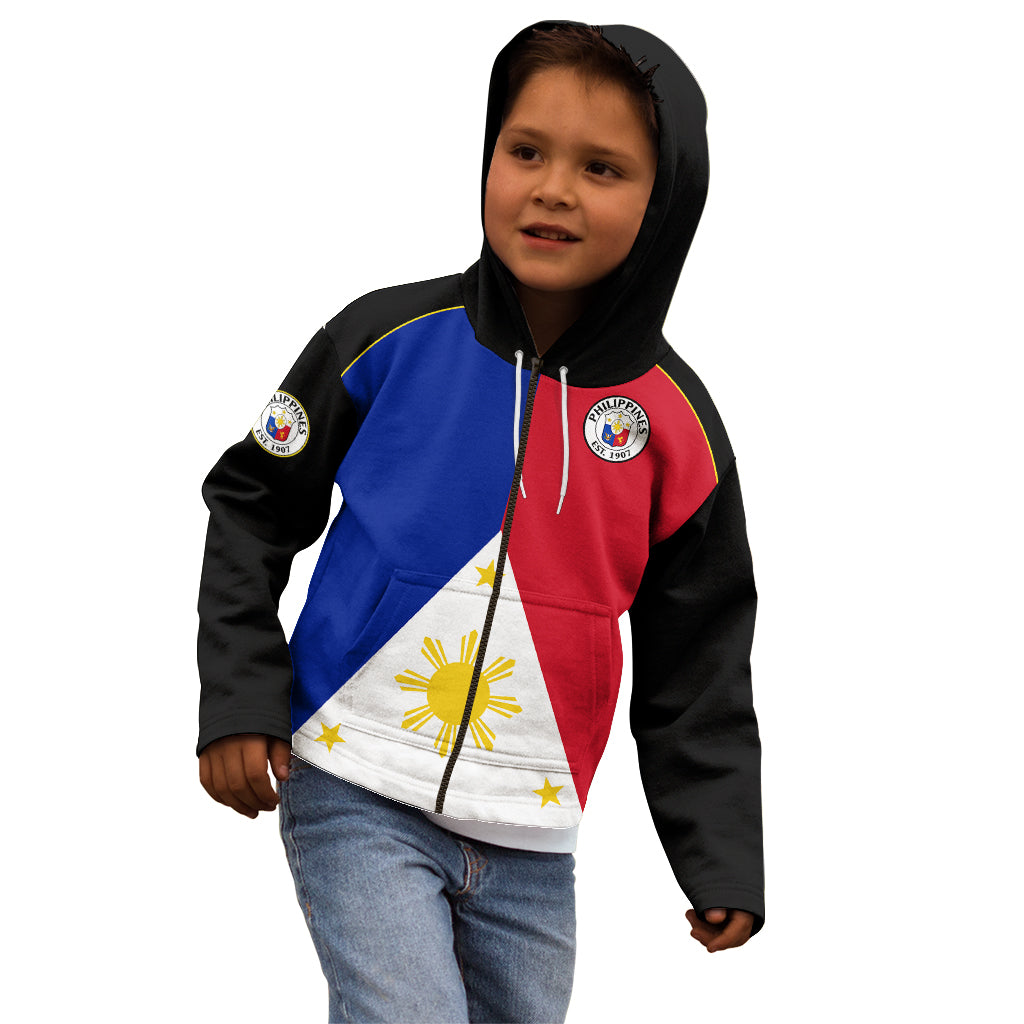 Philippines Concept Home Football Kid Hoodie Pilipinas Flag Black Style 2023 - Wonder Print Shop