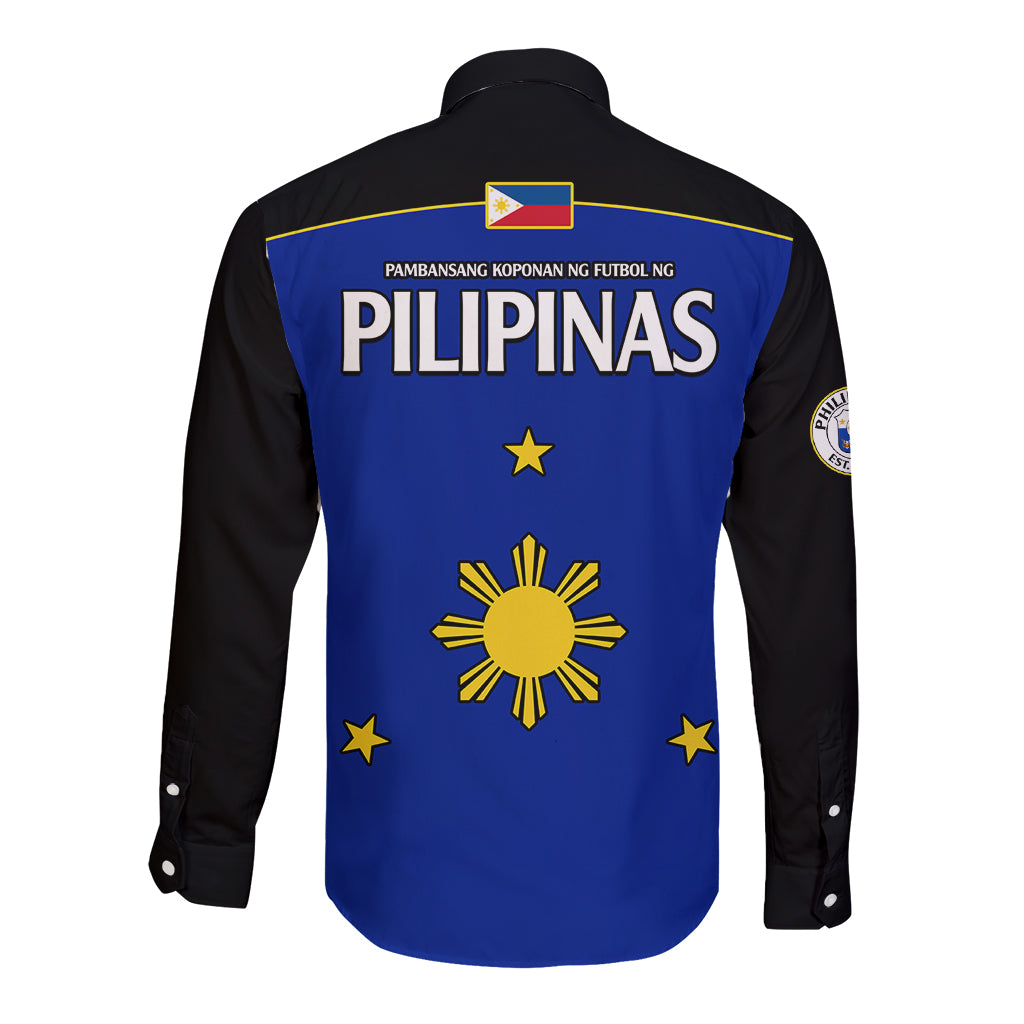 Philippines Concept Home Football Long Sleeve Button Shirt Pilipinas Flag Black Style 2023 - Wonder Print Shop