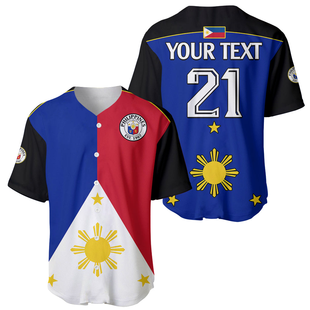 (Custom Text And Number) Philippines Concept Home Football Baseball Jersey Pilipinas Flag Black Style 2023 LT9 - Wonder Print Shop