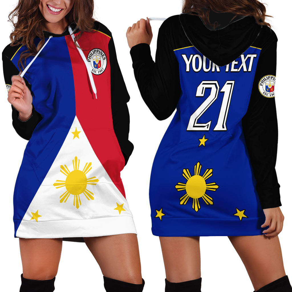(Custom Text And Number) Philippines Concept Home Football Hoodie Dress Pilipinas Flag Black Style 2023 - Wonder Print Shop