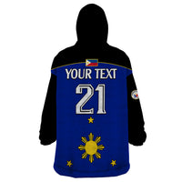(Custom Text And Number) Philippines Concept Home Football Wearable Blanket Hoodie Pilipinas Flag Black Style 2023 - Wonder Print Shop