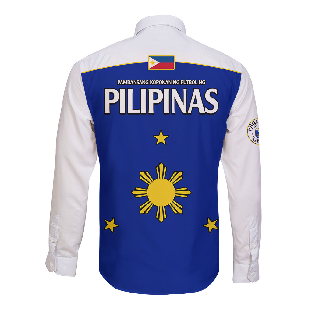 Philippines Concept Home Football Long Sleeve Button Shirt Pilipinas Flag White Style 2023 - Wonder Print Shop