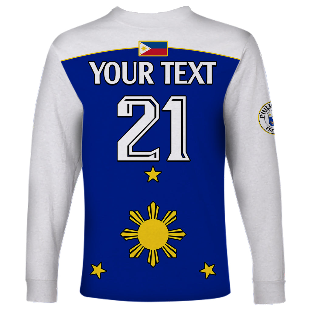 (Custom Text And Number) Philippines Concept Home Football Long Sleeve Shirt Pilipinas Flag White Style 2023 - Wonder Print Shop