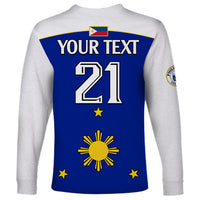 (Custom Text And Number) Philippines Concept Home Football Long Sleeve Shirt Pilipinas Flag White Style 2023 - Wonder Print Shop