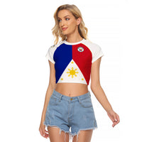 (Custom Text And Number) Philippines Concept Home Football Raglan Cropped T Shirt Pilipinas Flag White Style 2023 - Wonder Print Shop