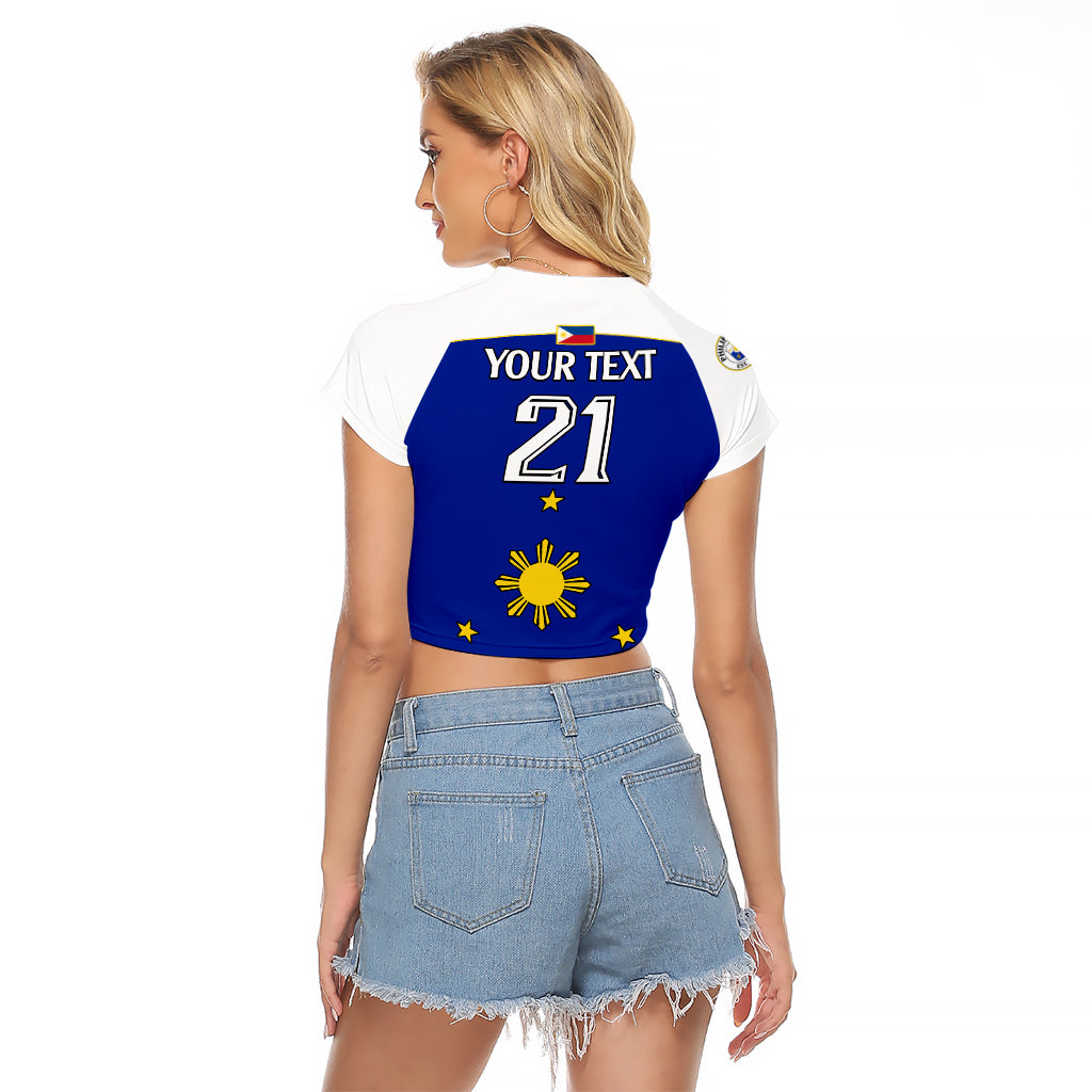 (Custom Text And Number) Philippines Concept Home Football Raglan Cropped T Shirt Pilipinas Flag White Style 2023 - Wonder Print Shop