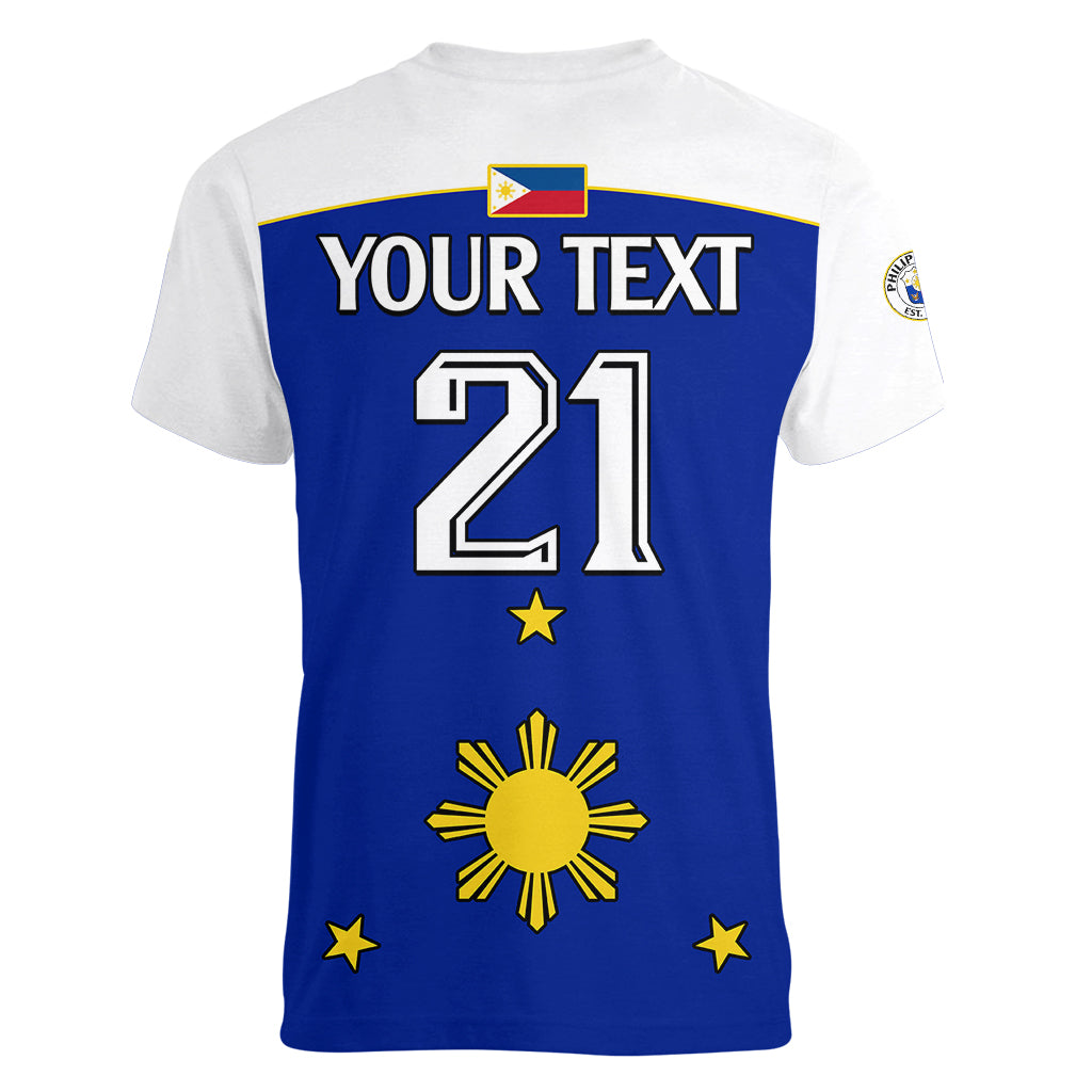 (Custom Text And Number) Philippines Concept Home Football Women V Neck T Shirt Pilipinas Flag White Style 2023 - Wonder Print Shop