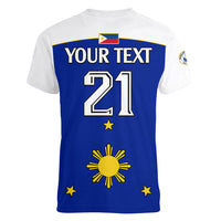 (Custom Text And Number) Philippines Concept Home Football Women V Neck T Shirt Pilipinas Flag White Style 2023 - Wonder Print Shop