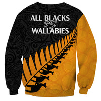 Australia Wallabies and Aotearoa Rugby Sweatshirt Kangaroo Black Fern Maori Gold Vibe - Wonder Print Shop