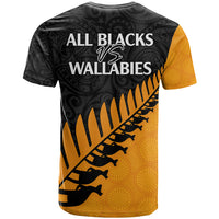 Australia Wallabies and Aotearoa Rugby T Shirt Kangaroo Black Fern Maori Gold Vibe - Wonder Print Shop