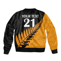 Custom Australia Wallabies and Aotearoa Rugby Sleeve Zip Bomber Jacket Kangaroo Black Fern Maori Gold Vibe - Wonder Print Shop