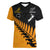 Custom Australia Wallabies and Aotearoa Rugby Women V Neck T Shirt Kangaroo Black Fern Maori Gold Vibe - Wonder Print Shop