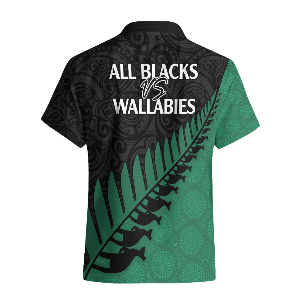 Australia Wallabies and Aotearoa Rugby Hawaiian Shirt Kangaroo Black Fern Maori Green Vibe - Wonder Print Shop