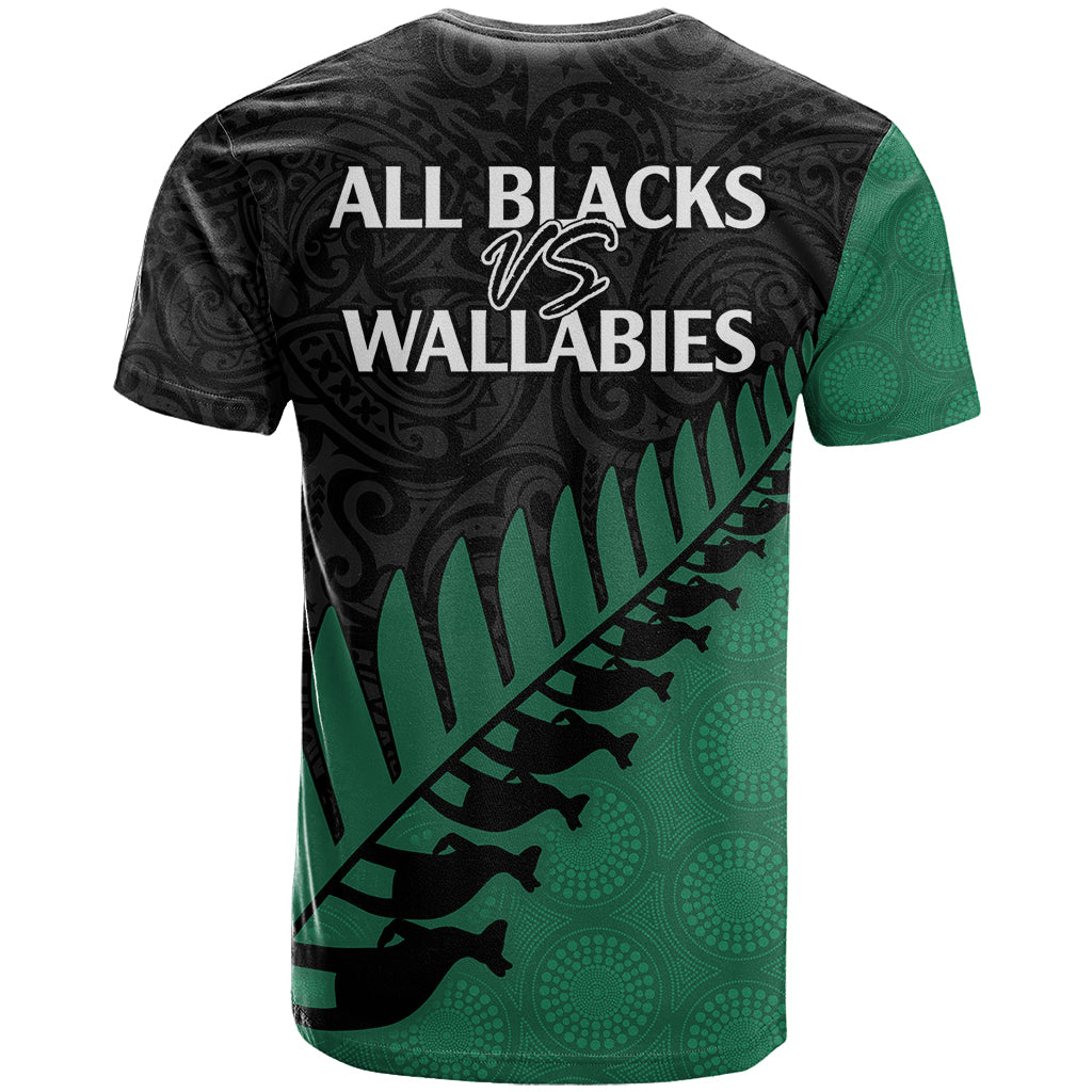 Australia Wallabies and Aotearoa Rugby T Shirt Kangaroo Black Fern Maori Green Vibe - Wonder Print Shop