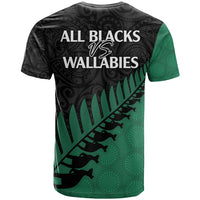 Australia Wallabies and Aotearoa Rugby T Shirt Kangaroo Black Fern Maori Green Vibe - Wonder Print Shop