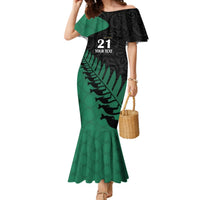 Custom Australia Wallabies and Aotearoa Rugby Mermaid Dress Kangaroo Black Fern Maori Green Vibe - Wonder Print Shop