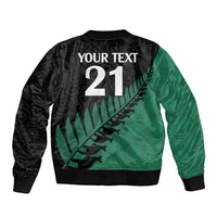 Custom Australia Wallabies and Aotearoa Rugby Sleeve Zip Bomber Jacket Kangaroo Black Fern Maori Green Vibe - Wonder Print Shop