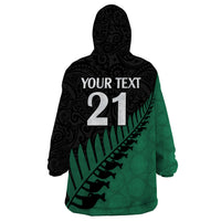 Custom Australia Wallabies and Aotearoa Rugby Wearable Blanket Hoodie Kangaroo Black Fern Maori Green Vibe - Wonder Print Shop