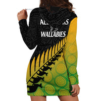 Australia Wallabies and Aotearoa Rugby Hoodie Dress Kangaroo Black Fern Maori Gradient Vibe - Wonder Print Shop
