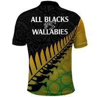 Australia Wallabies and Aotearoa Rugby Polo Shirt Kangaroo Black Fern Maori Gradient Vibe - Wonder Print Shop