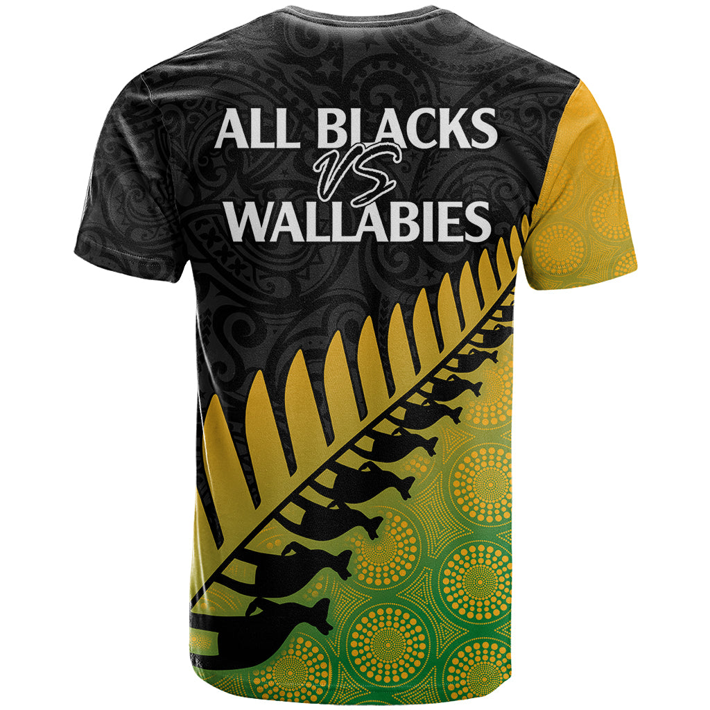 Australia Wallabies and Aotearoa Rugby T Shirt Kangaroo Black Fern Maori Gradient Vibe - Wonder Print Shop