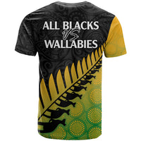 Australia Wallabies and Aotearoa Rugby T Shirt Kangaroo Black Fern Maori Gradient Vibe - Wonder Print Shop