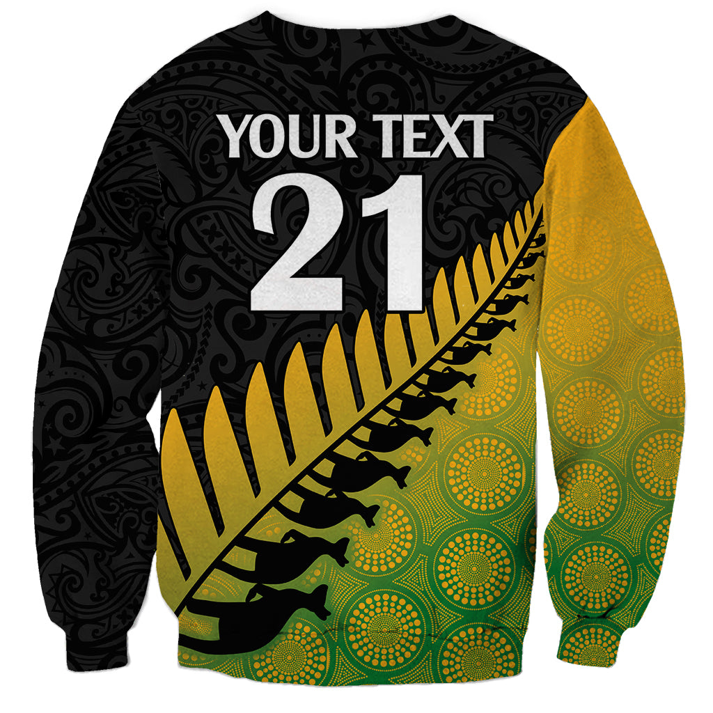 Custom Australia Wallabies and Aotearoa Rugby Sweatshirt Kangaroo Black Fern Maori Gradient Vibe - Wonder Print Shop