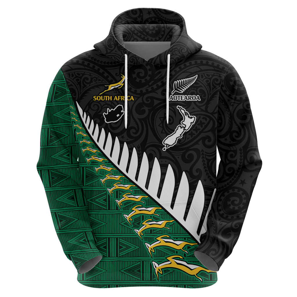South Africa and Aotearoa Rugby Hoodie Springboks Black Fern Maori Vibe - Wonder Print Shop