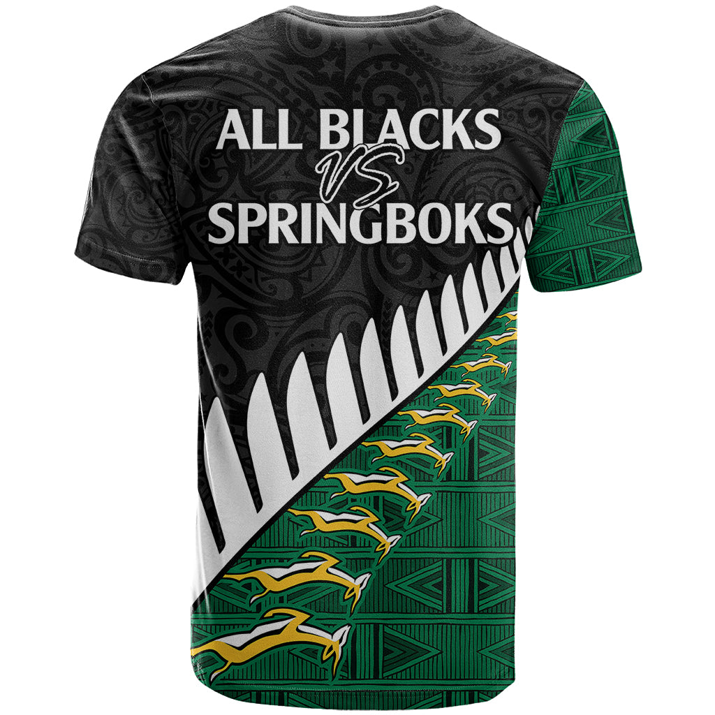 South Africa and Aotearoa Rugby T Shirt Springboks Black Fern Maori Vibe - Wonder Print Shop