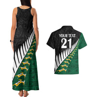 Custom South Africa and Aotearoa Rugby Couples Matching Tank Maxi Dress And Hawaiian Shirt Springboks Black Fern Maori Vibe LT9 - Wonder Print Shop
