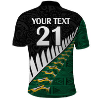 Custom South Africa and Aotearoa Rugby Polo Shirt Springboks Black Fern Maori Vibe - Wonder Print Shop