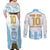 Argentina Champions Football Custom Couples Matching Off Shoulder Maxi Dress and Long Sleeve Button Shirt Campeon de America LT9 - Wonder Print Shop