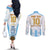 Argentina Champions Football Custom Couples Matching Off The Shoulder Long Sleeve Dress and Long Sleeve Button Shirt Campeon de America