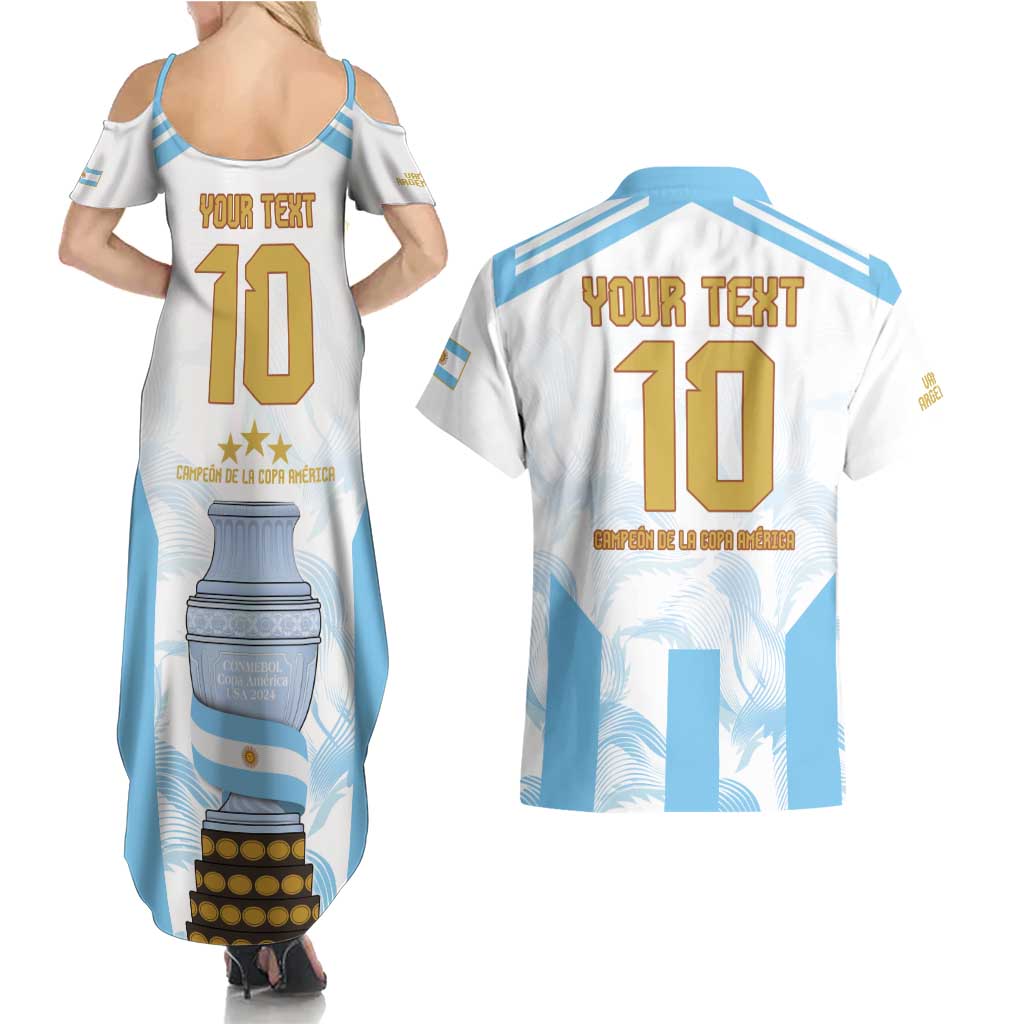Argentina Champions Football Custom Couples Matching Summer Maxi Dress and Hawaiian Shirt Campeon de America LT9 - Wonder Print Shop