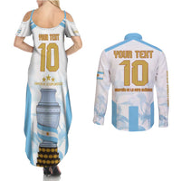 Argentina Champions Football Custom Couples Matching Summer Maxi Dress and Long Sleeve Button Shirt Campeon de America LT9 - Wonder Print Shop
