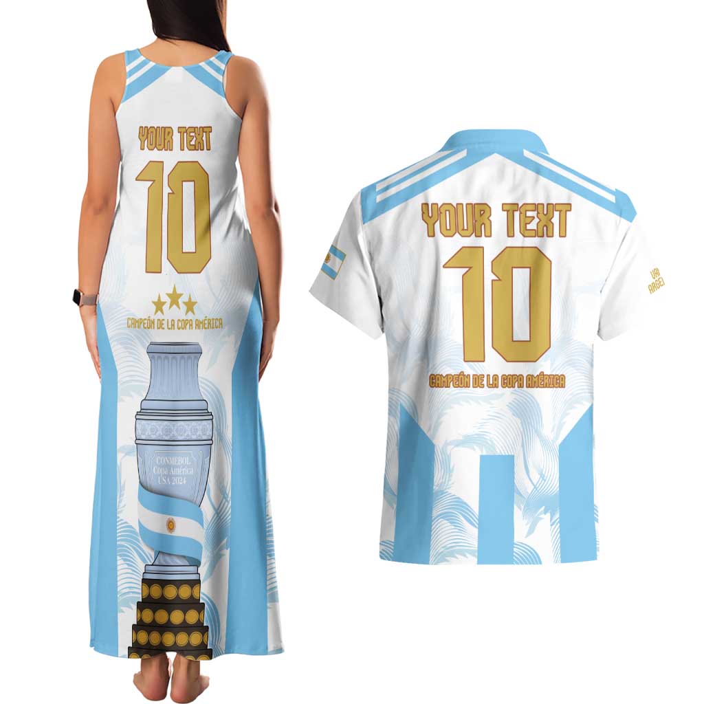 Argentina Champions Football Custom Couples Matching Tank Maxi Dress and Hawaiian Shirt Campeon de America LT9 - Wonder Print Shop