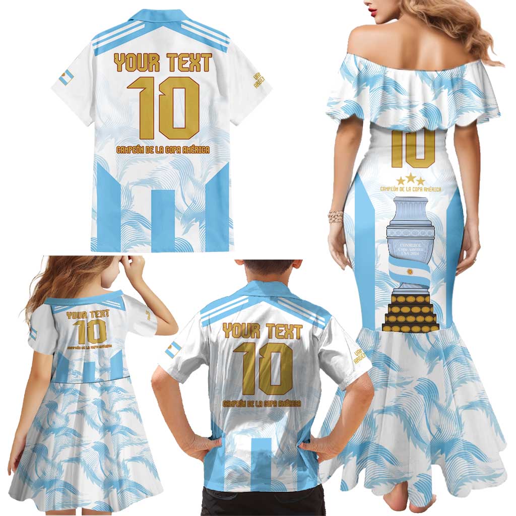 Argentina Champions Football Custom Family Matching Mermaid Dress and Hawaiian Shirt Campeon de America LT9 - Wonder Print Shop