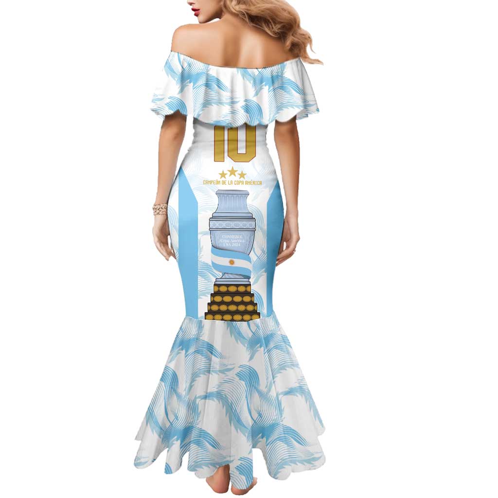 Argentina Champions Football Custom Family Matching Mermaid Dress and Hawaiian Shirt Campeon de America LT9 - Wonder Print Shop