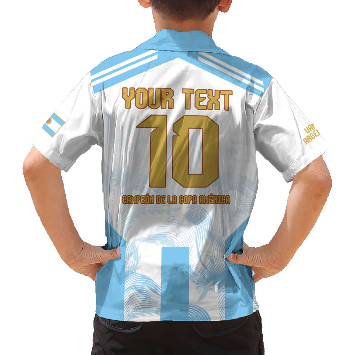 Argentina Champions Football Custom Family Matching Off Shoulder Short Dress and Hawaiian Shirt Campeon de America LT9 - Wonder Print Shop
