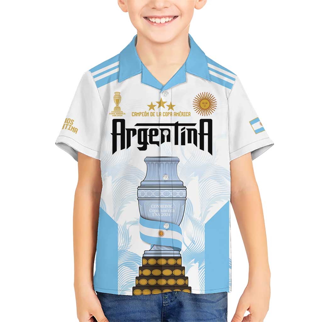 Argentina Champions Football Custom Family Matching Short Sleeve Bodycon Dress and Hawaiian Shirt Campeon de America - Wonder Print Shop
