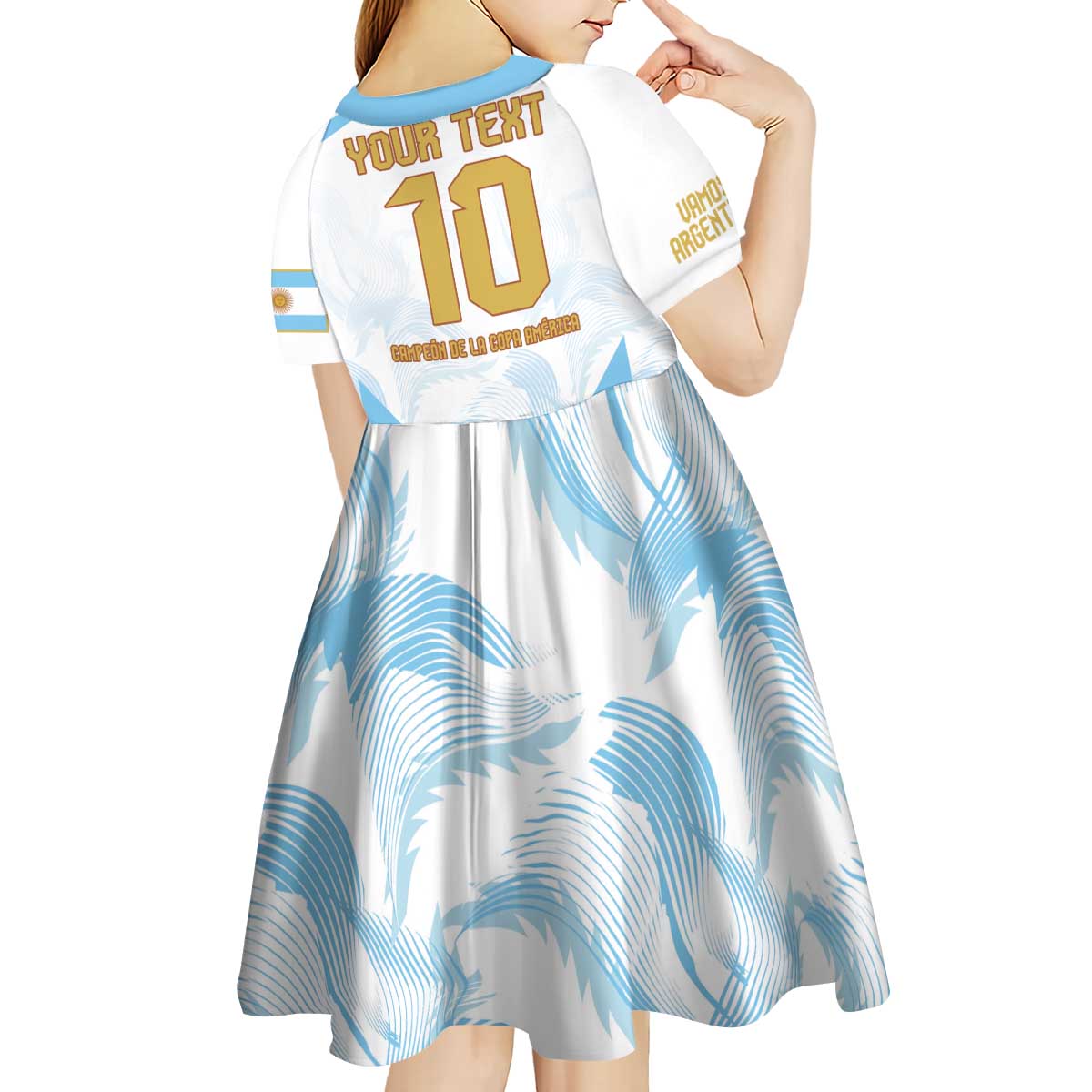 Argentina Champions Football Custom Kid Short Sleeve Dress Campeon de America - Wonder Print Shop